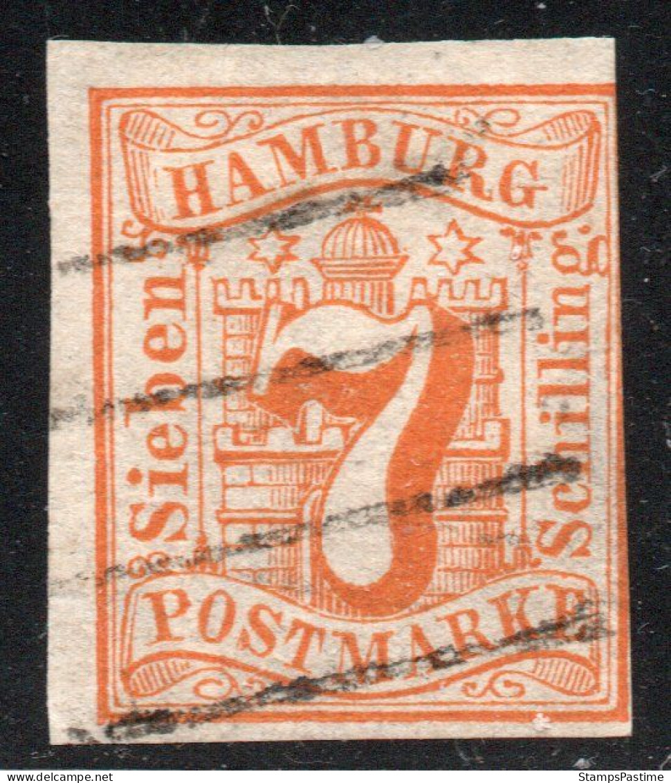 HAMBURGO (ALEMANIA-GERMANY) Sello Sin Dentar Deteriorado ESCUDO DE ARMAS X 7 S. Año 1859 – Valorizado En € 50,00 - Hambourg