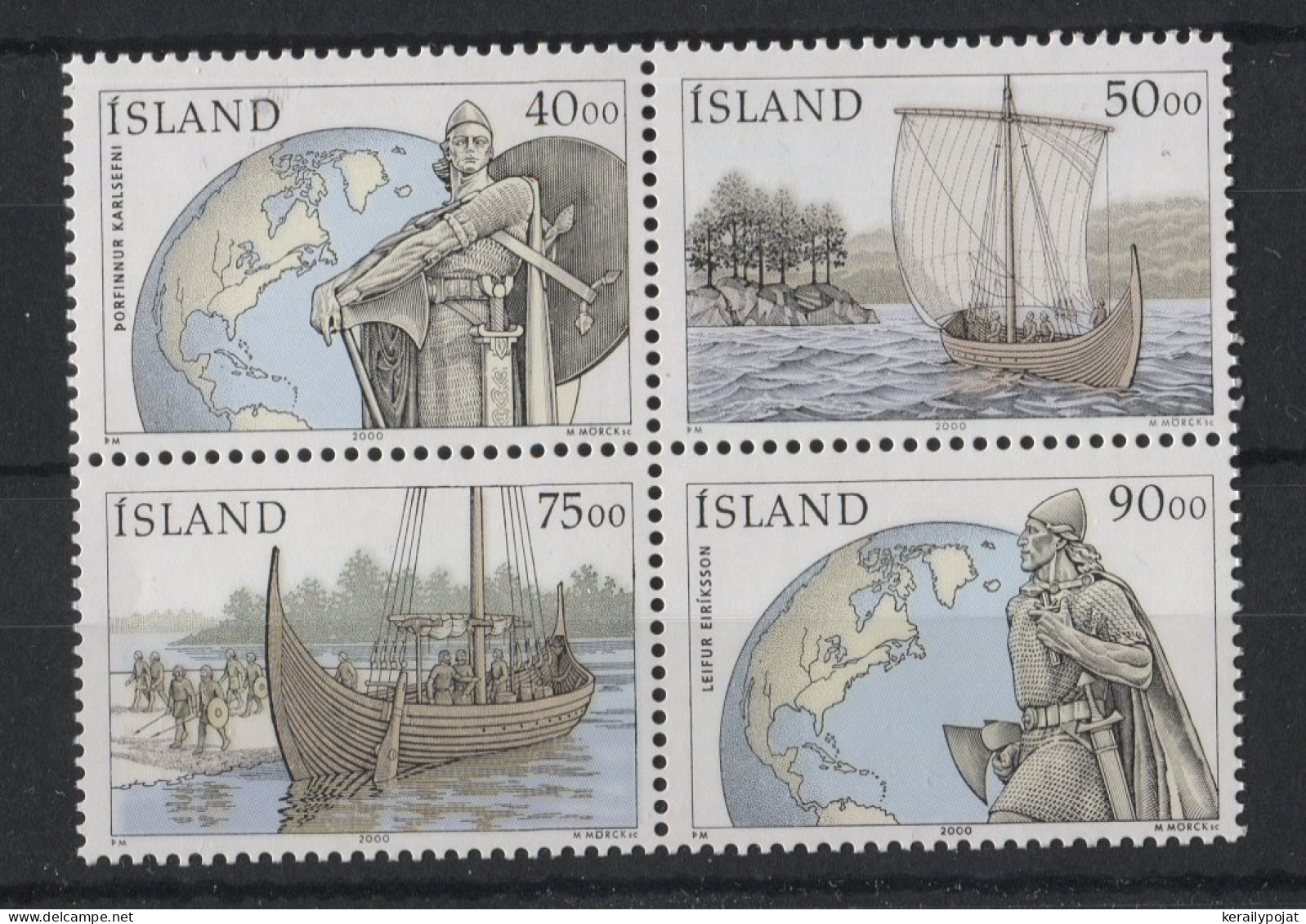 Iceland - 2000 Leif Eriksson Block Of Four MNH__(TH-23098) - Hojas Y Bloques