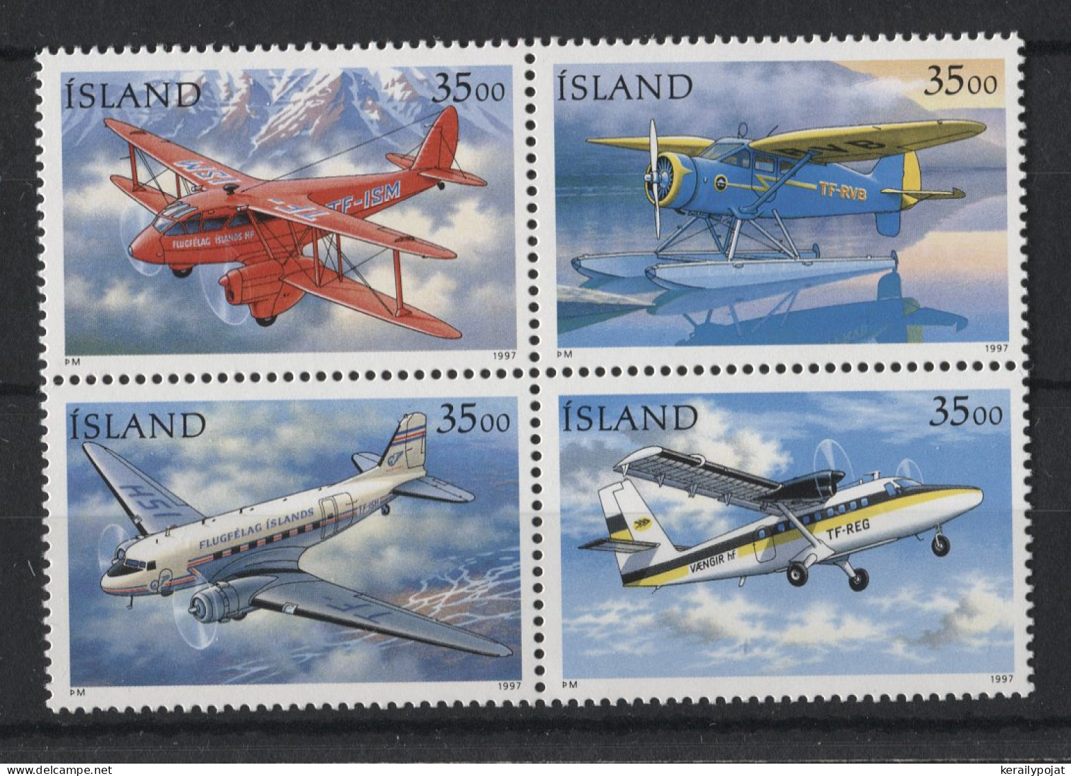 Iceland - 1997 Mail Planes Block Of Four MNH__(TH-23101) - Blocchi & Foglietti