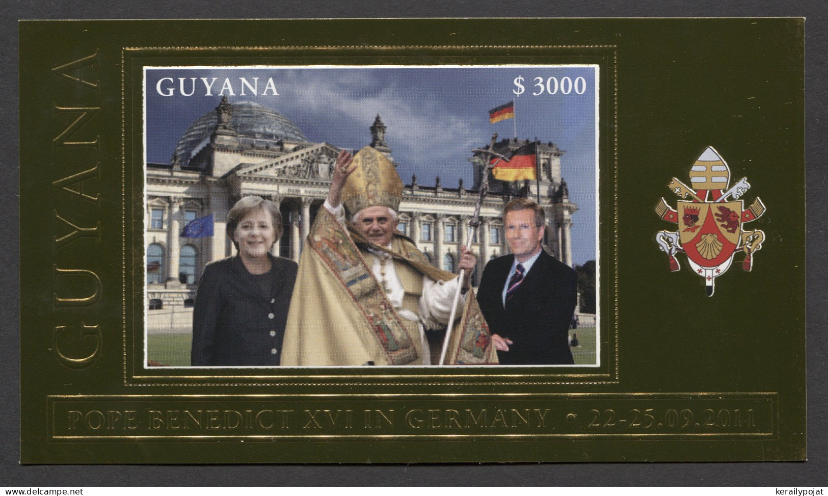 Guyana - 2011 Germany Visit Of Pope Benedict XVI Block MNH__(TH-23624) - Guyana (1966-...)