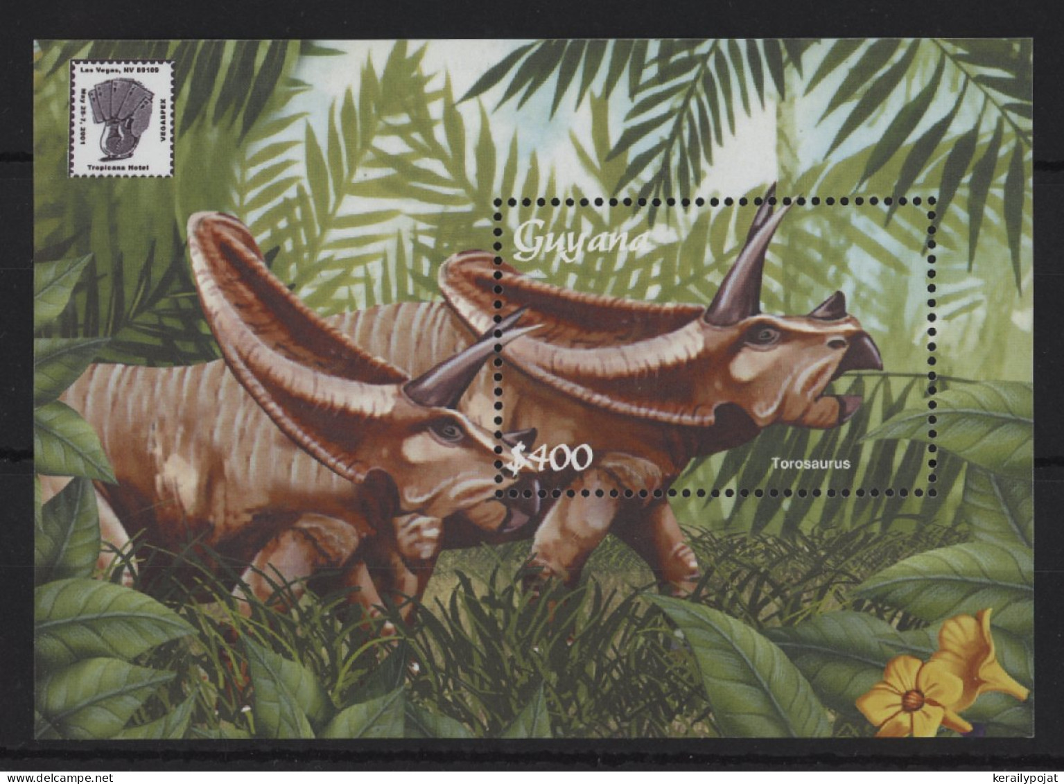 Guyana - 2001 Prehistoric Animals Block (2) MNH__(TH-24420) - Guyana (1966-...)