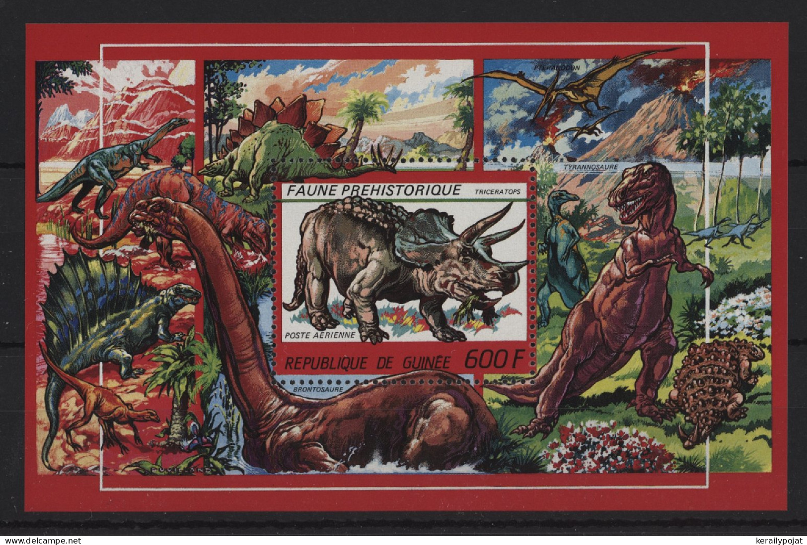 Guinea - 1987 Prehistoric Animals Block MNH__(TH-24425) - Guinea (1958-...)