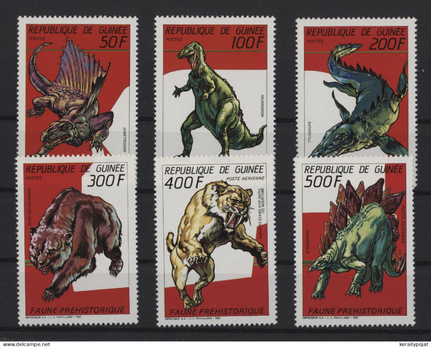 Guinea - 1987 Prehistoric Animals MNH__(TH-24521) - Guinea (1958-...)