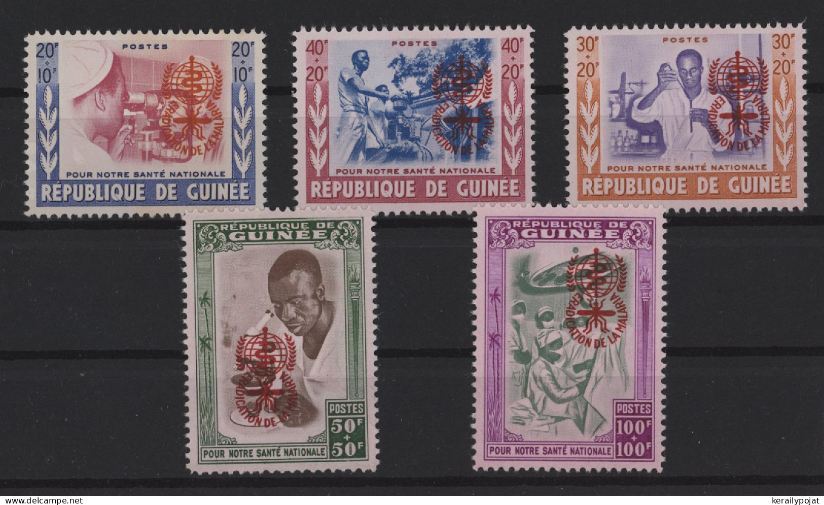 Guinea - 1962 Fight Against Malaria (I) Red Overprints MNH__(TH-25944) - Guinea (1958-...)