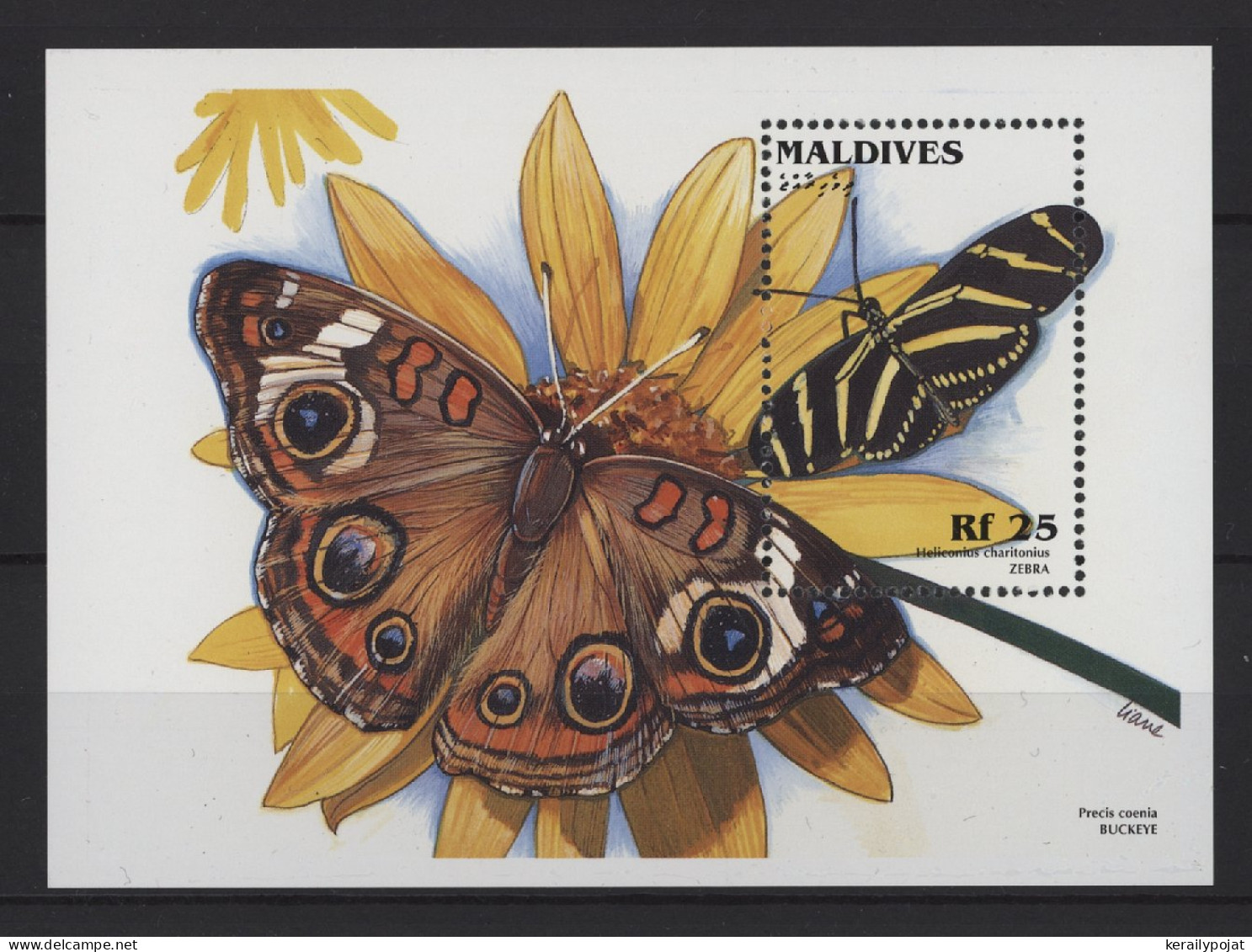 Maldives - 1996 Butterflies Block (2) MNH__(TH-26809) - Maldives (1965-...)