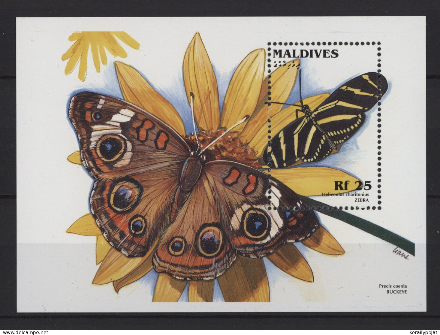 Maldives - 1996 Butterflies Block (2) MNH__(TH-26809) - Maldivas (1965-...)