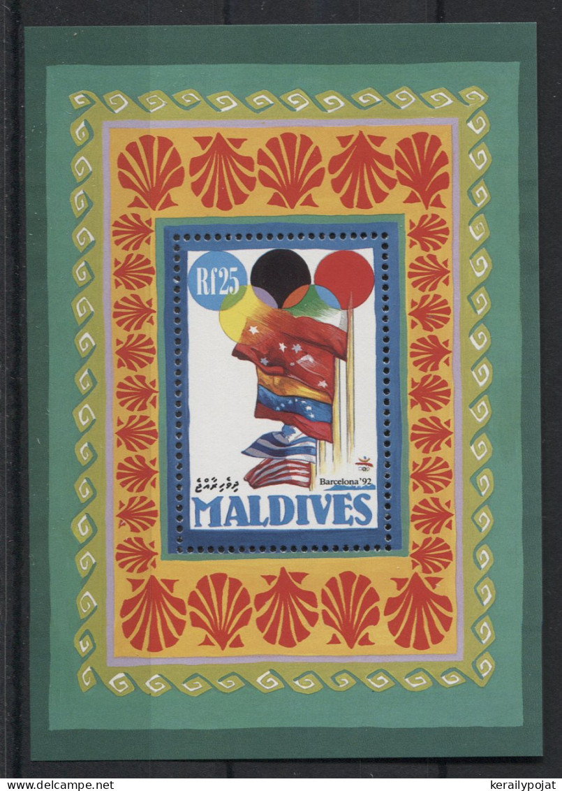 Maldives - 1991 Summer Olympics Barcelona (I) Block (1) MNH__(TH-24008) - Maldives (1965-...)