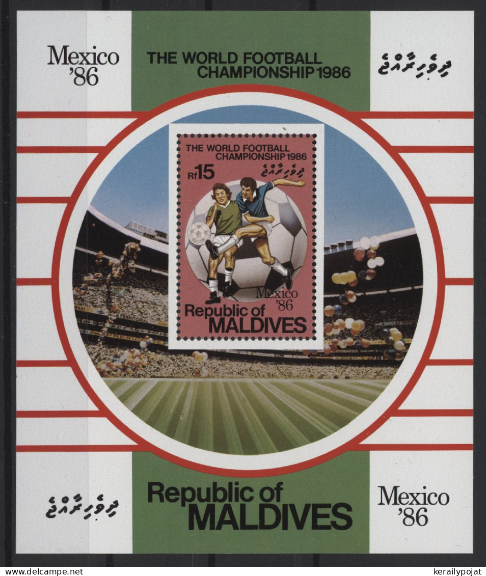 Maldives - 1986 Soccer World Cup Block MNH__(TH-27788) - Maldives (1965-...)