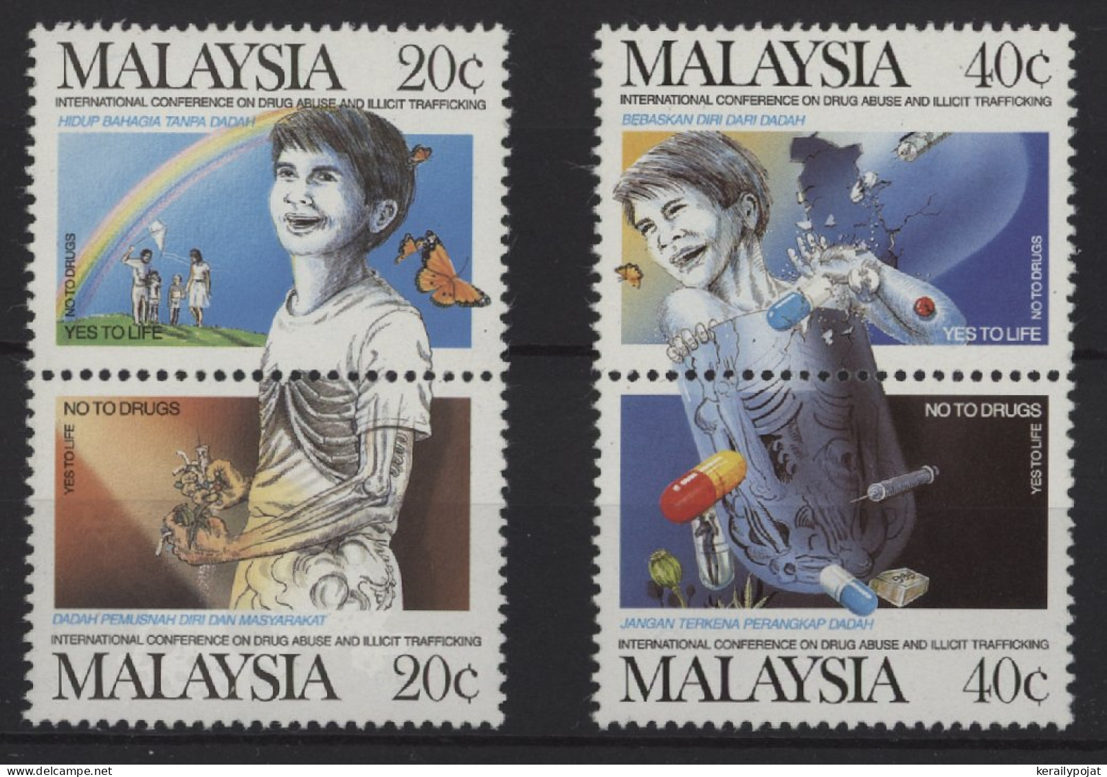 Malaysia - 1987 Drug Abuse And Drug Trafficking Pairs MNH__(TH-26923) - Malaysia (1964-...)