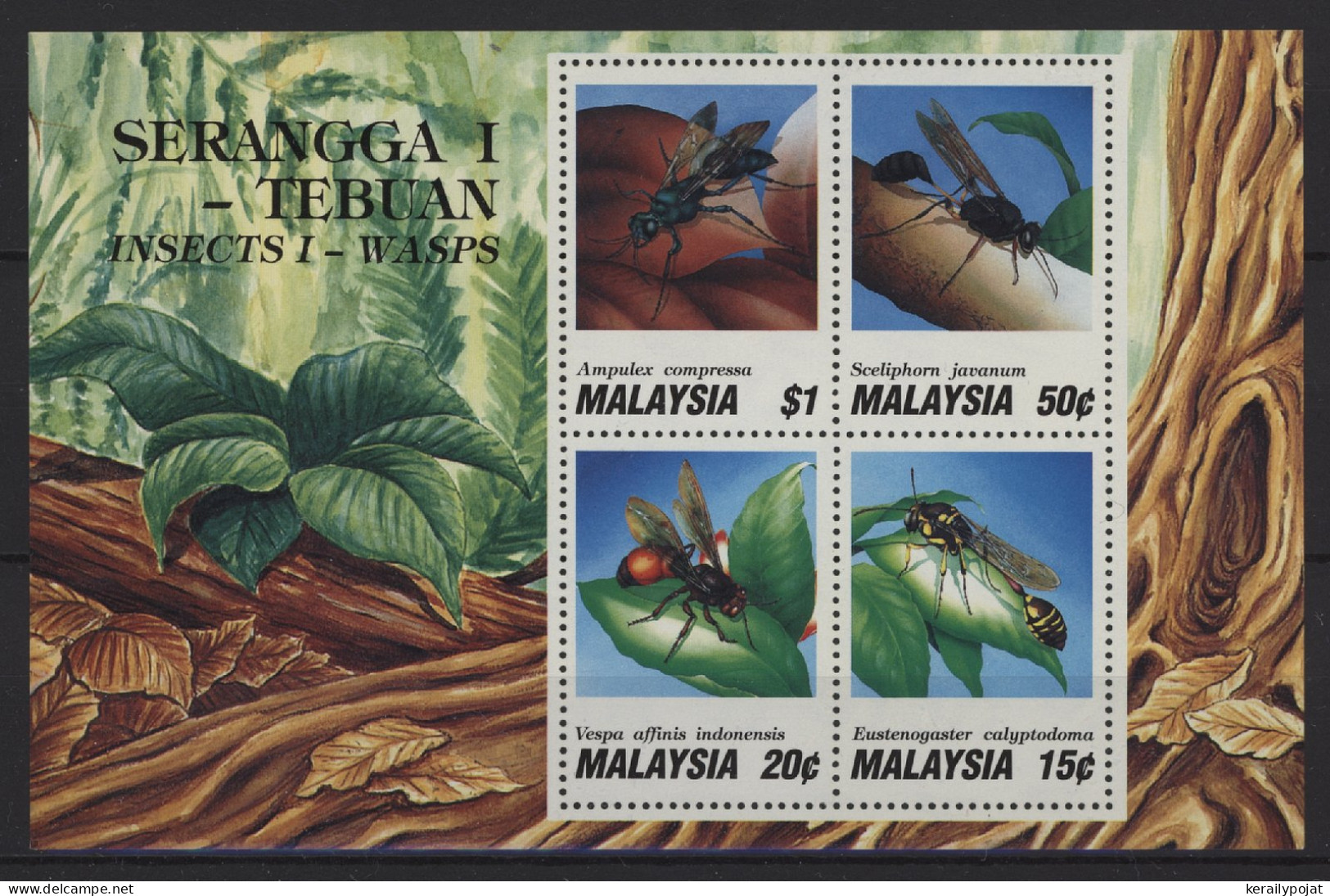 Malaysia - 1991 Insects Block MNH__(TH-26755) - Malaysia (1964-...)
