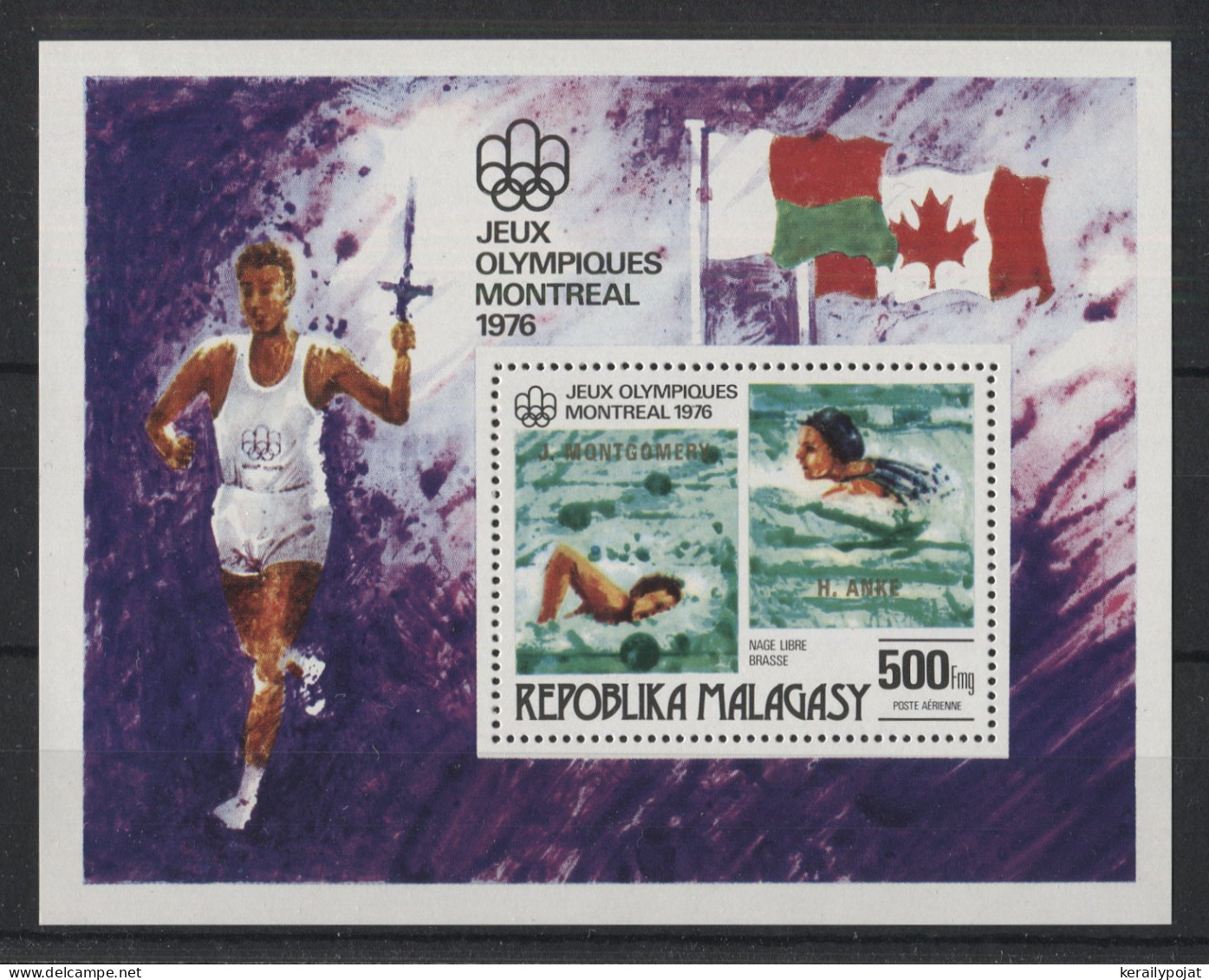 Madagascar - 1976 Montreal Gold Overprints Block MNH__(TH-24185) - Madagascar (1960-...)