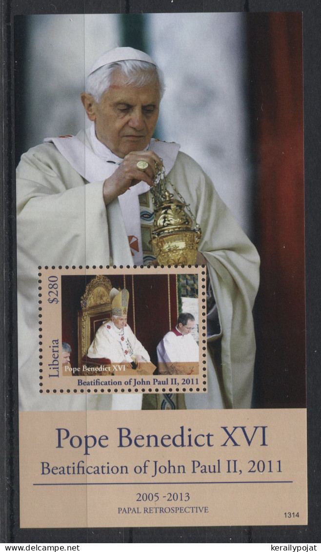 Liberia - 2013 Pope Benedict XVI Block (1) MNH__(TH-23606) - Liberia