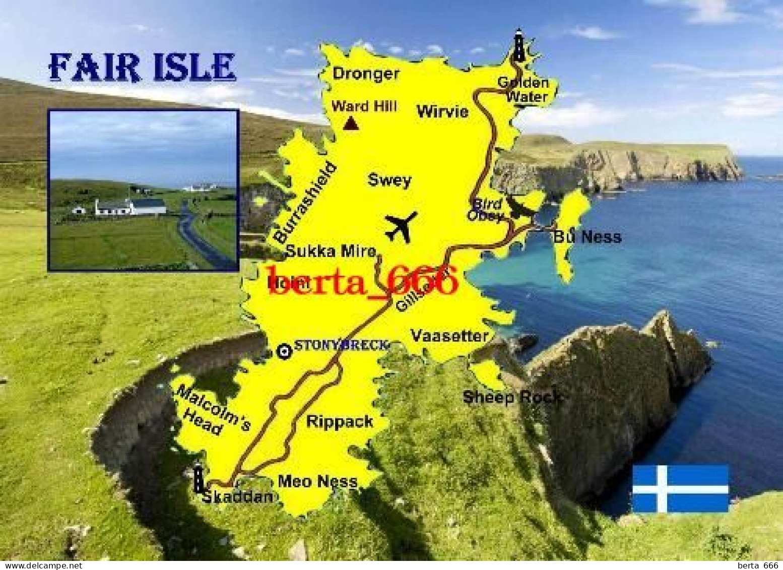 Scotland Fair Isle Map New Postcard * Carte Geographique * Landkarte - Shetland