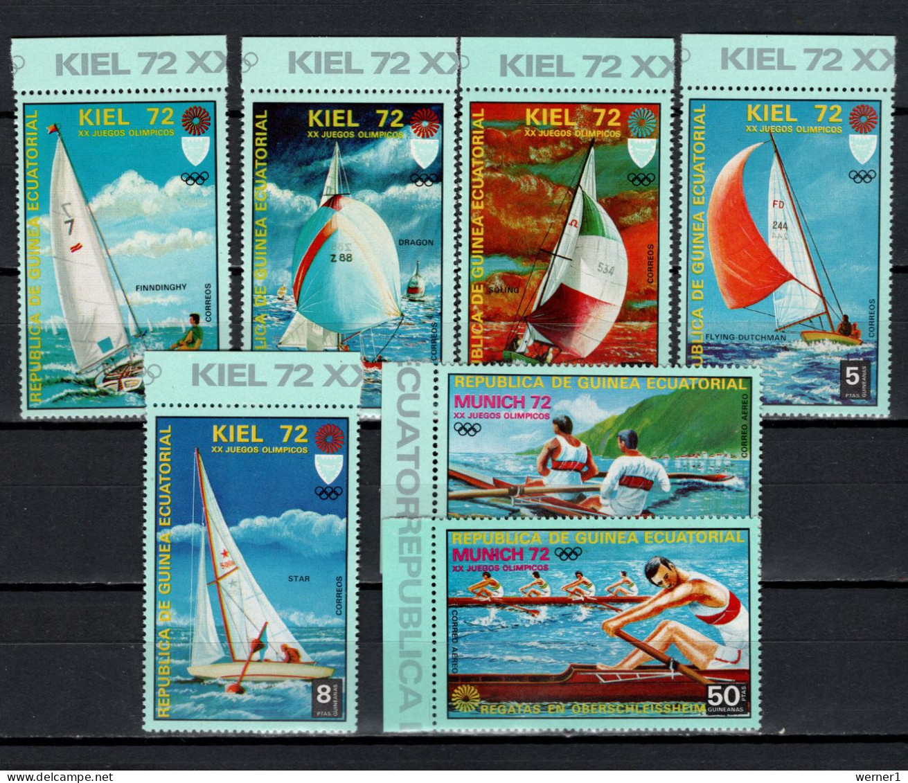 Equatorial Guinea 1972 Olympic Games Munich,Sailing, Rowing Set Of 7 MNH - Verano 1972: Munich