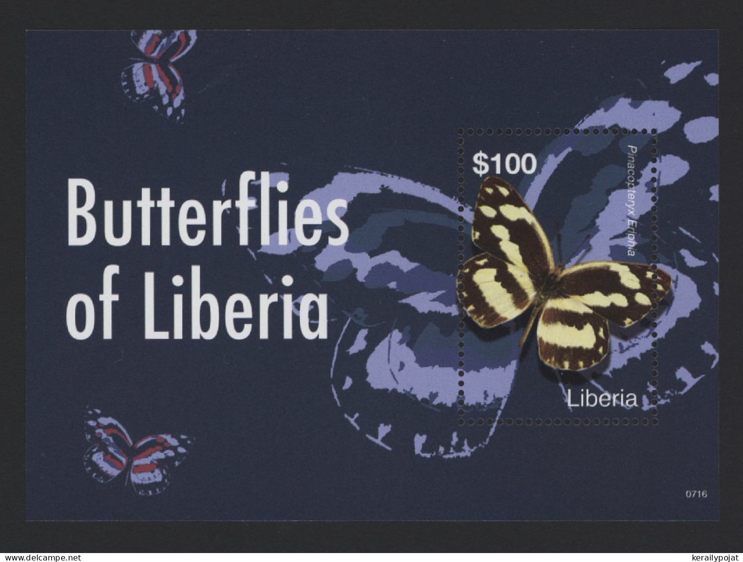 Liberia - 2007 Native Butterflies Block (3) MNH__(TH-26704) - Liberia