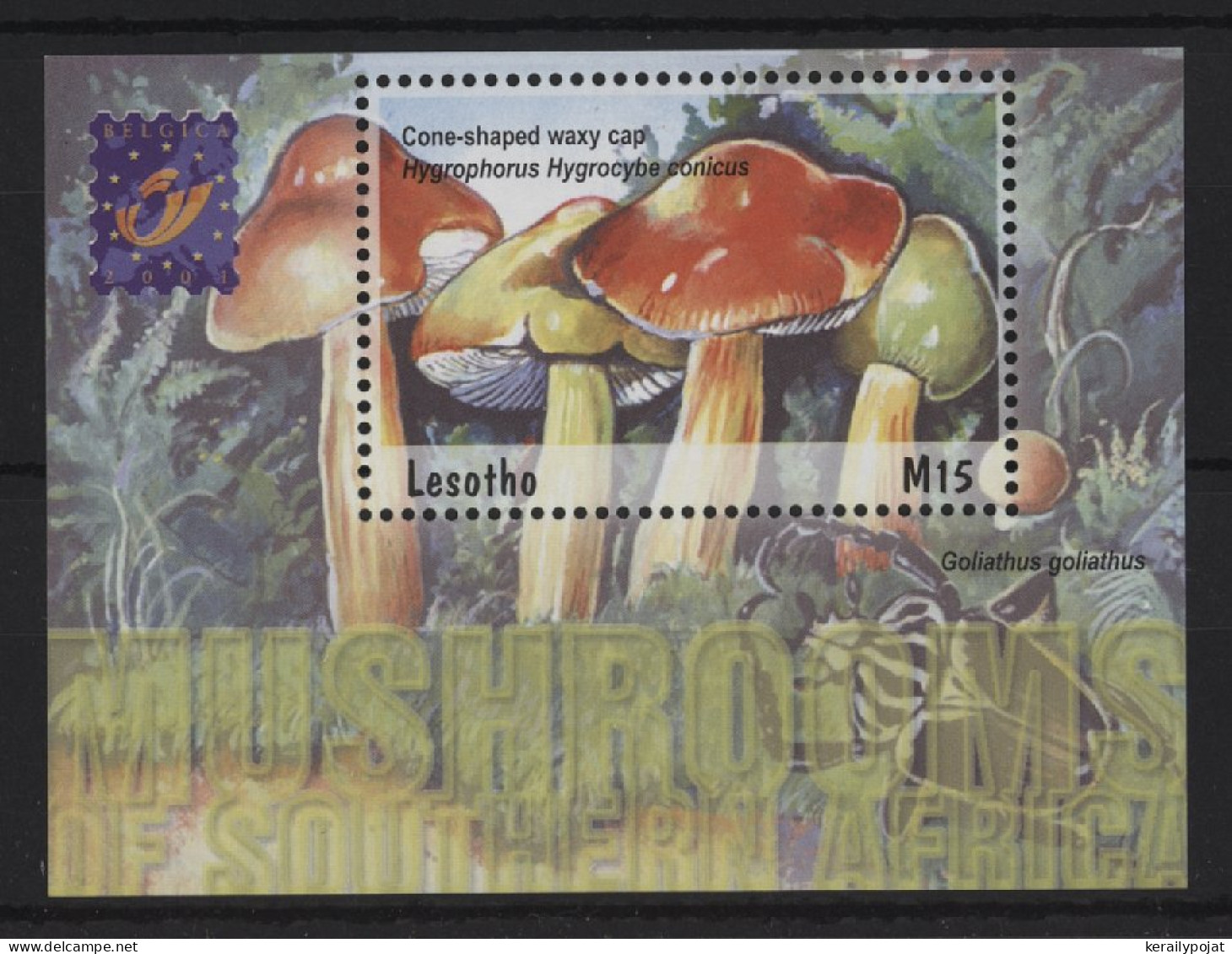 Lesotho - 2001 Mushrooms Block (1) MNH__(TH-24409) - Lesotho (1966-...)