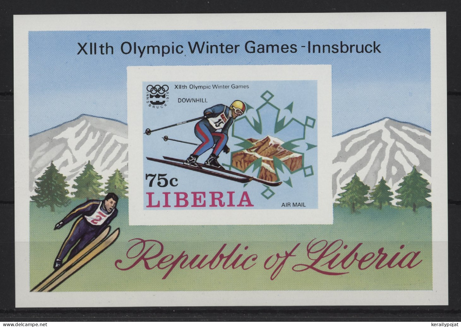 Liberia - 1976 Winter Olympics Innsbruck Block IMPERFORATE MNH__(TH-24327) - Liberia