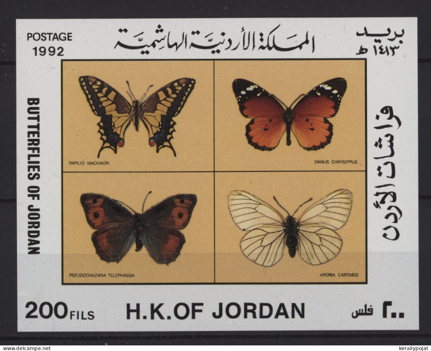 Jordan - 1992 Butterflies Block MNH__(TH-26799) - Jordania