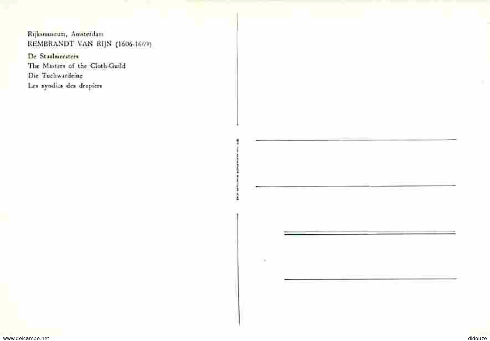 Art - Peinture - Rembrandt Van Rijn - Les Syndics Des Drapiers - CPM - Voir Scans Recto-Verso - Malerei & Gemälde