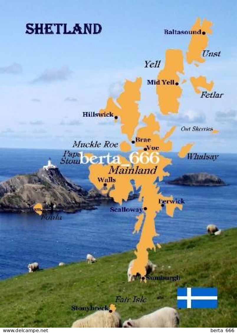 Scotland Shetland Islands Map New Postcard * Carte Geographique * Landkarte - Shetland