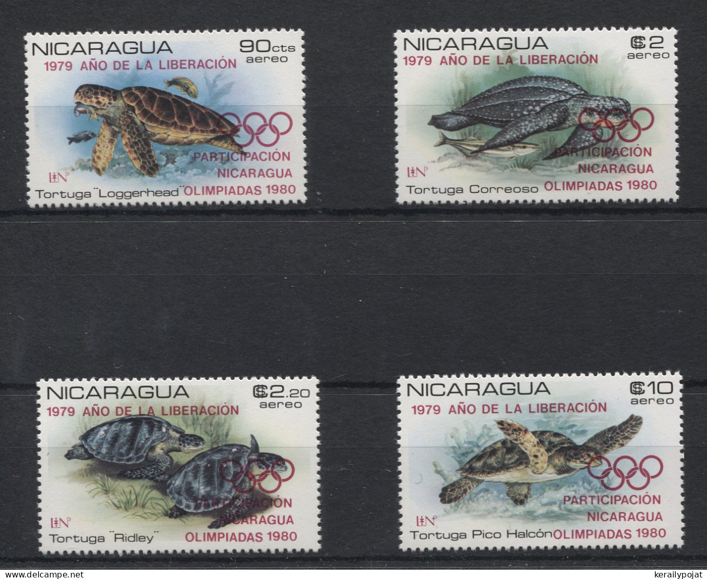 Nicaragua - 1980 Protected Marine Animals Olympic Overprints MNH__(TH-24093) - Nicaragua