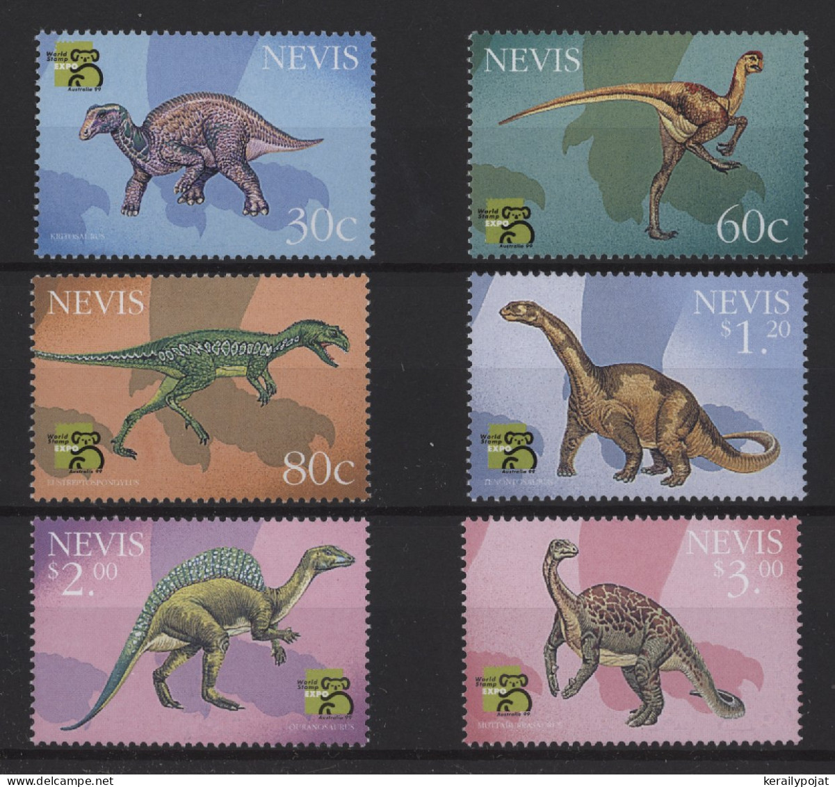 Nevis - 1999 Prehistoric Animals MNH__(TH-24506) - St.Kitts-et-Nevis ( 1983-...)