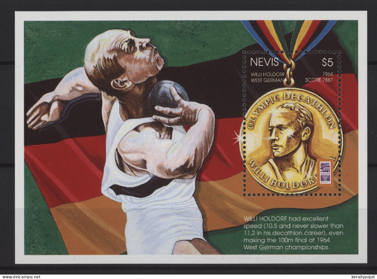 Nevis - 1996 Summer Olympics Atlanta Block (2) MNH__(TH-27602) - St.Kitts-et-Nevis ( 1983-...)