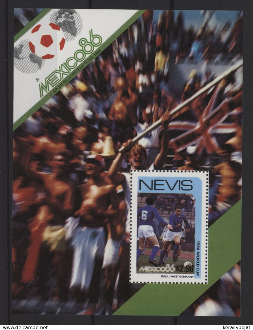 Nevis - 1986 Soccer World Cup Block (4) MNH__(TH-27786) - St.Kitts E Nevis ( 1983-...)