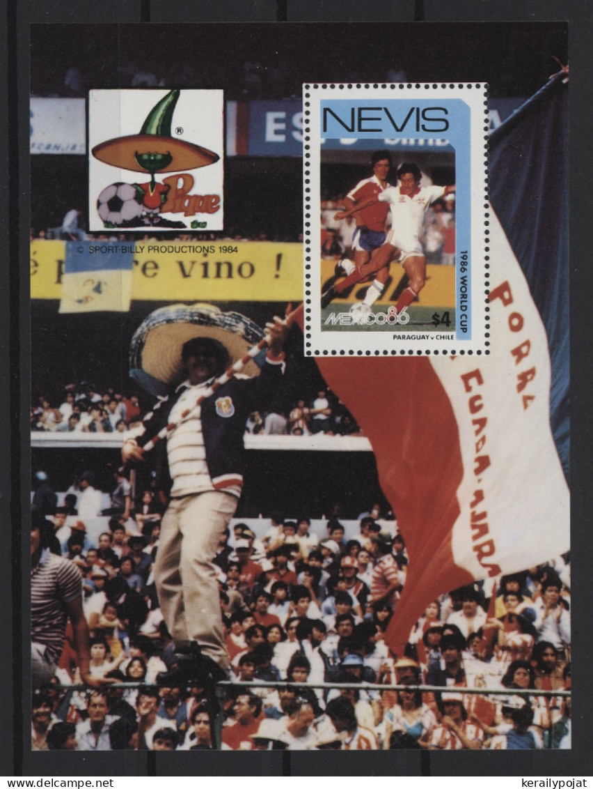 Nevis - 1986 Soccer World Cup Block (5) MNH__(TH-27787) - St.Kitts-et-Nevis ( 1983-...)