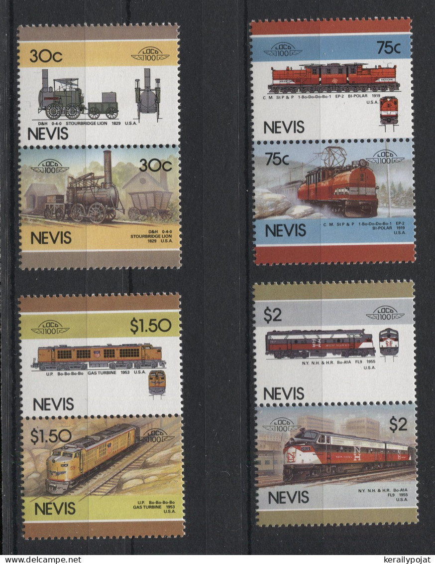 Nevis - 1986 Locomotives (I) MNH__(TH-23593) - St.Kitts-et-Nevis ( 1983-...)