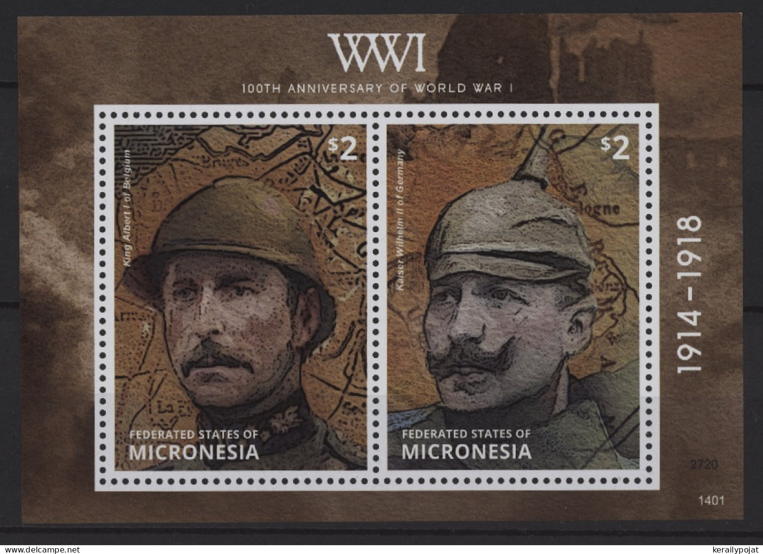 Micronesia - 2014 First World War Block (1) MNH__(TH-27394) - Micronesië