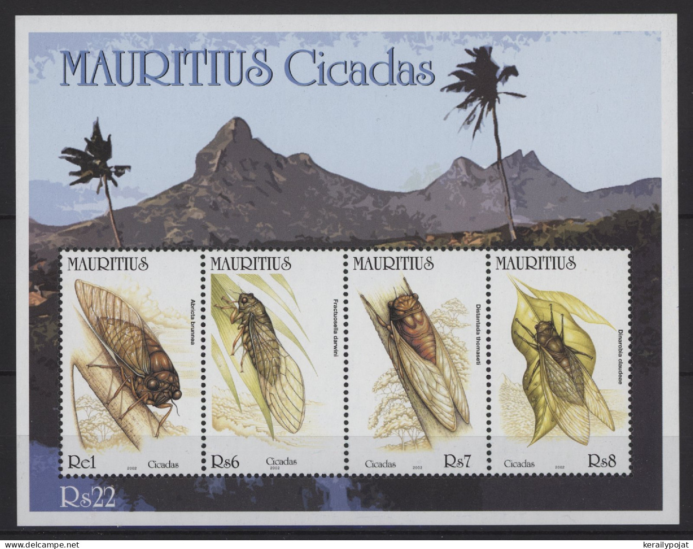 Mauritius - 2002 Cicadas Block MNH__(TH-26753) - Mauritania (1960-...)