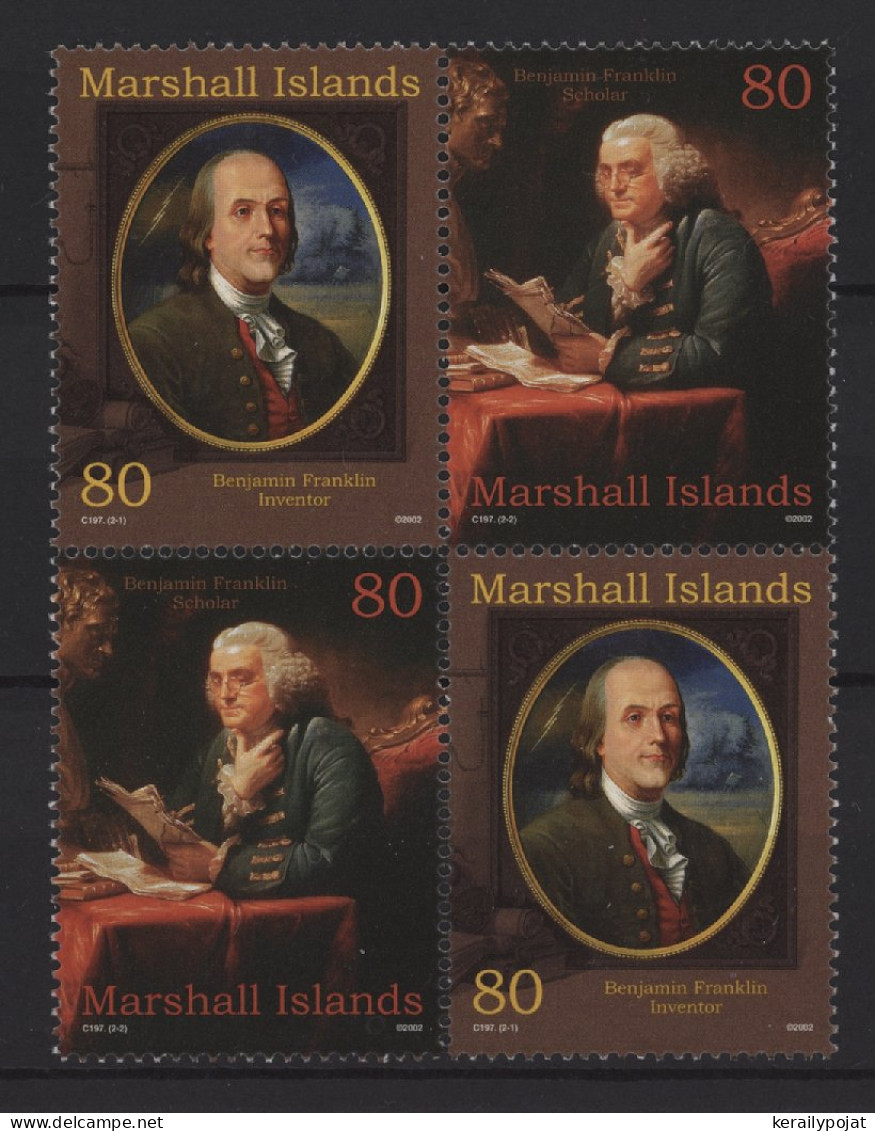 Marshall Islands - 2002 Benjamin Franklin Block Of Four MNH__(TH-27431) - Marshall