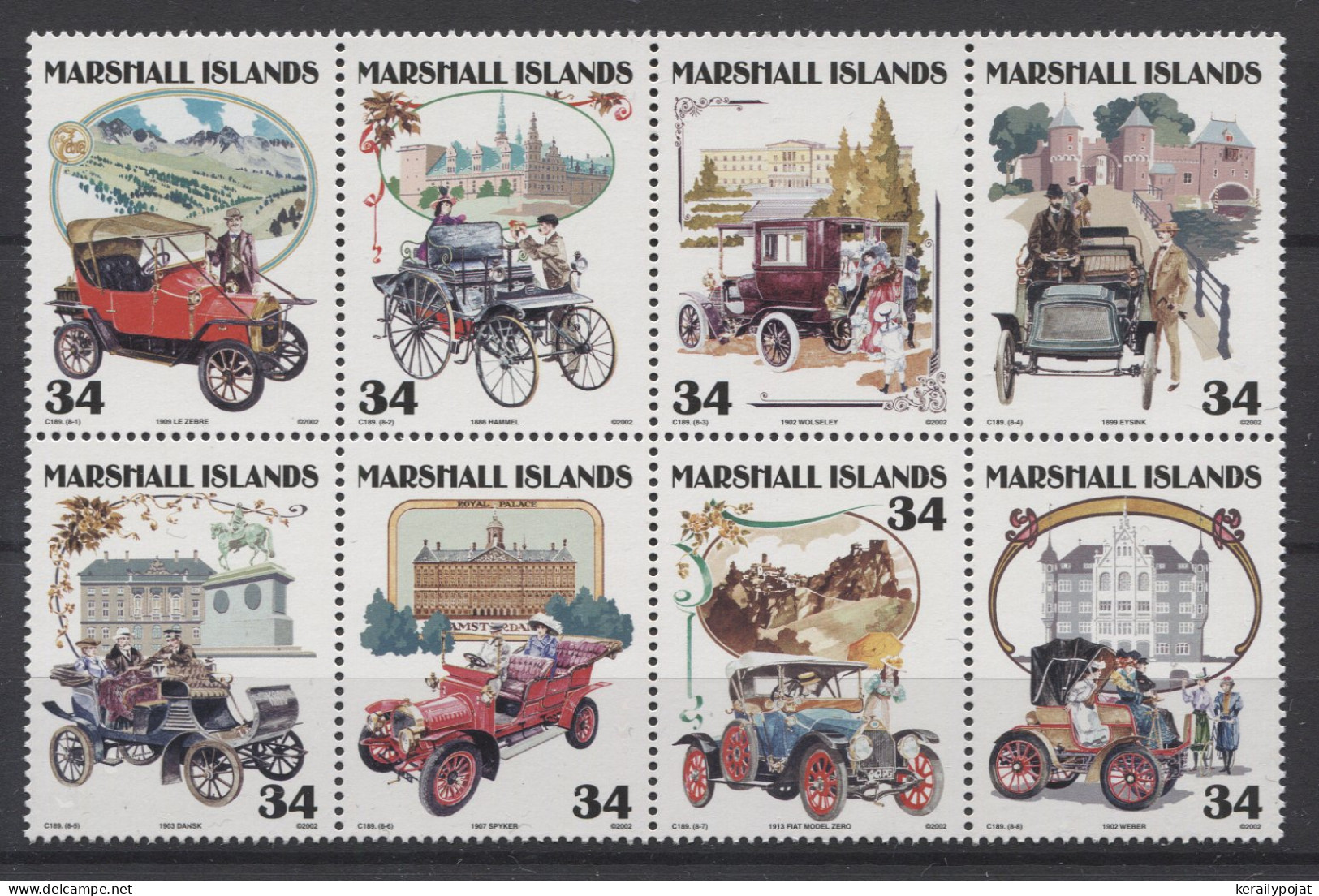 Marshall Islands - 2002 Historic Automobiles (II) Block Of Eight MNH__(TH-25045) - Islas Marshall