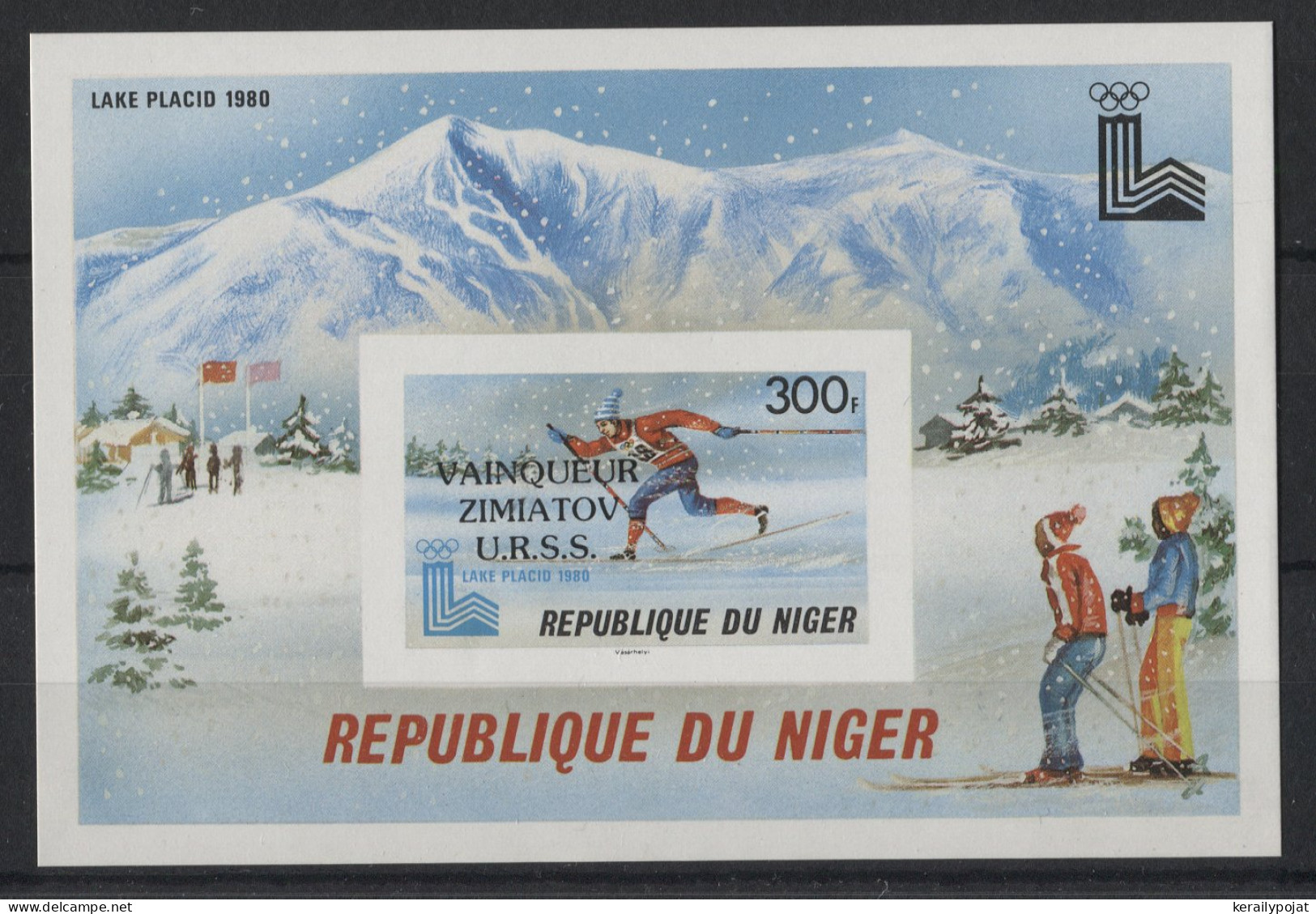 Niger - 1980 Lake Placid Overprints Block IMPERFORATE MNH__(TH-23762) - Níger (1960-...)