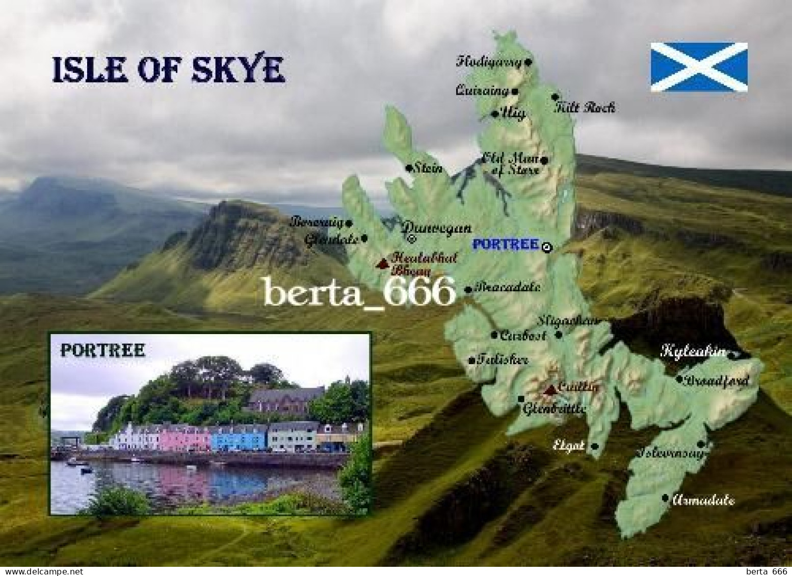 Scotland Isle Of Skye Map New Postcard * Carte Geographique * Landkarte - Inverness-shire