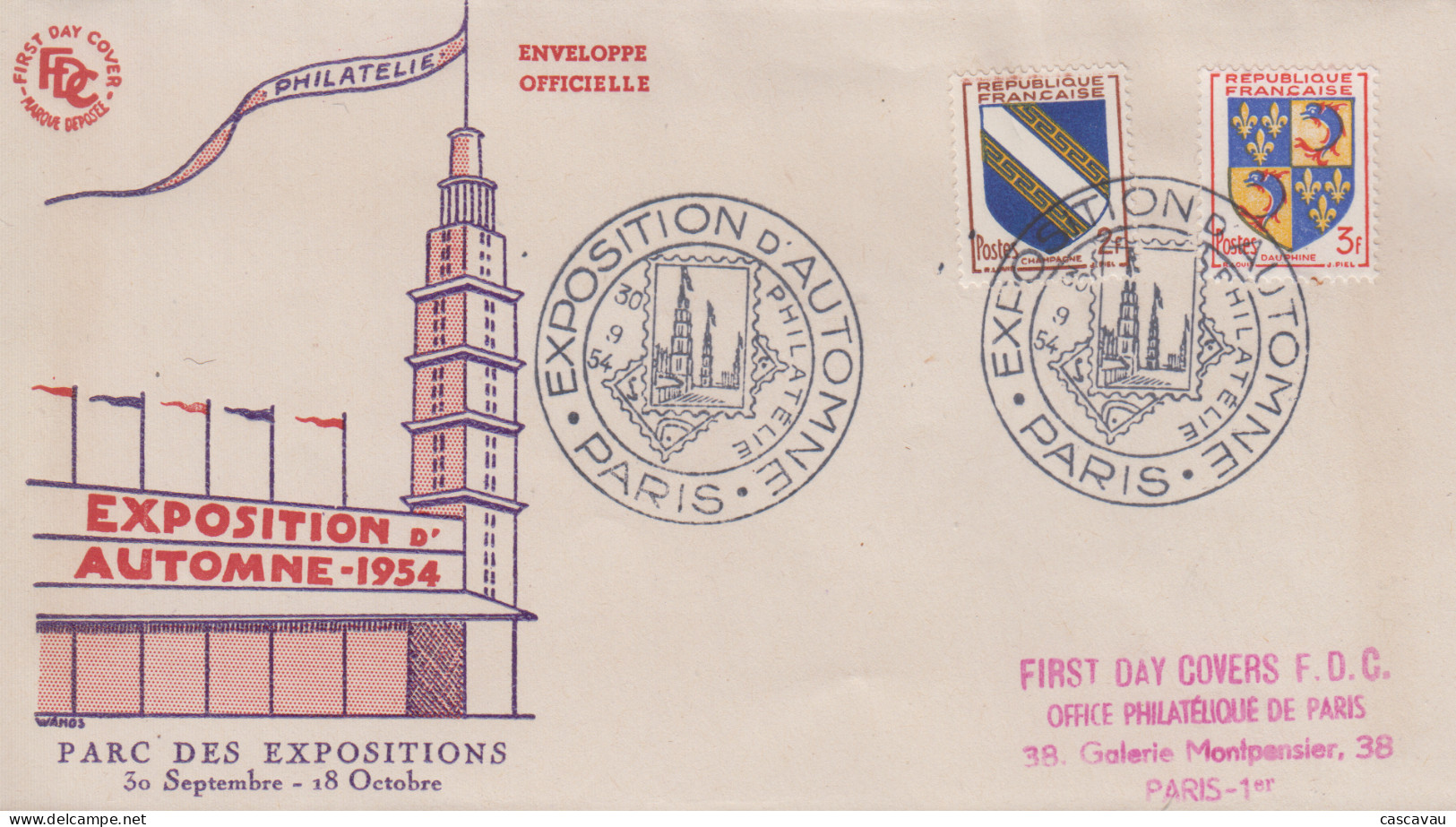 Enveloppe  FDC    FRANCE    Exposition  D' Automne    PARIS   1954 - 1950-1959