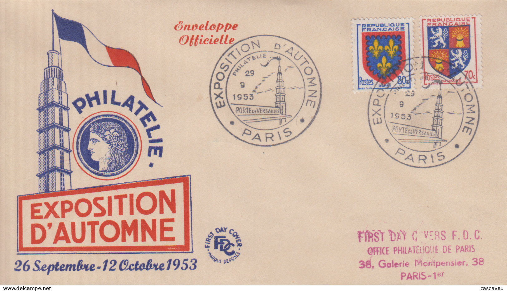 Enveloppe  FDC    FRANCE    Exposition  D' Automne    PARIS   1953 - 1950-1959