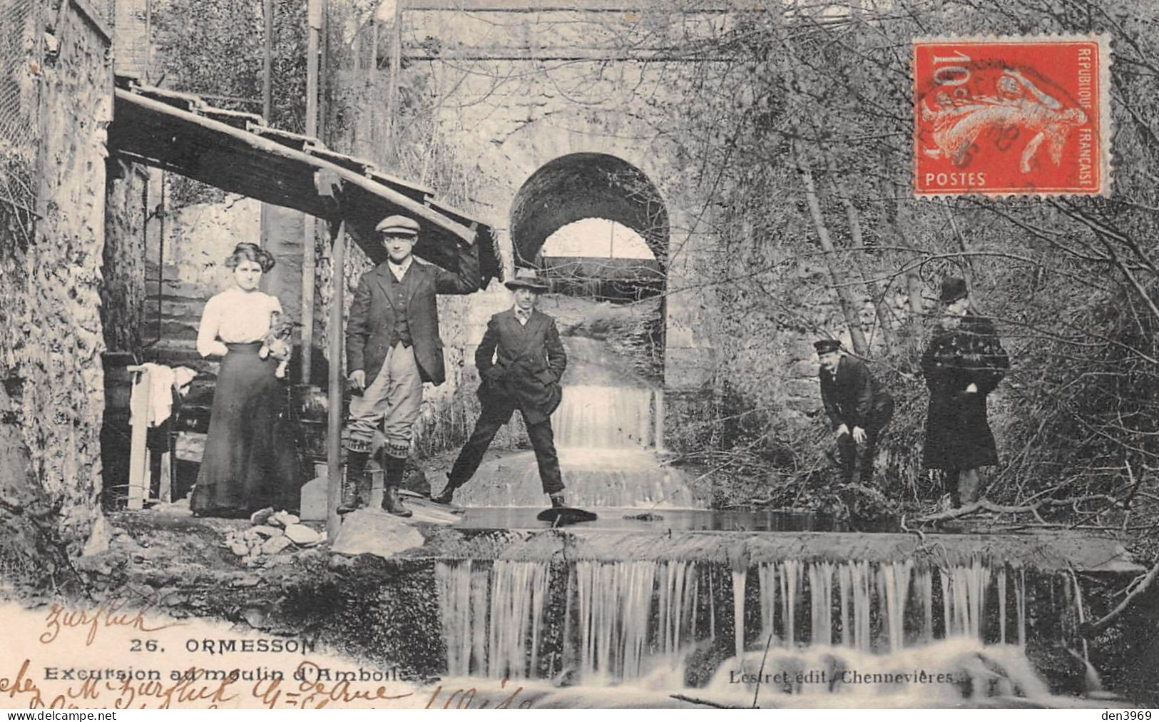 ORMESSON (Val-de-Marne) - Excursion Au Moulin D'Amboile - Voyagé 1916 (2 Scans) Jules Molard Au Moulin-Chabaud, Maillat - Ormesson Sur Marne