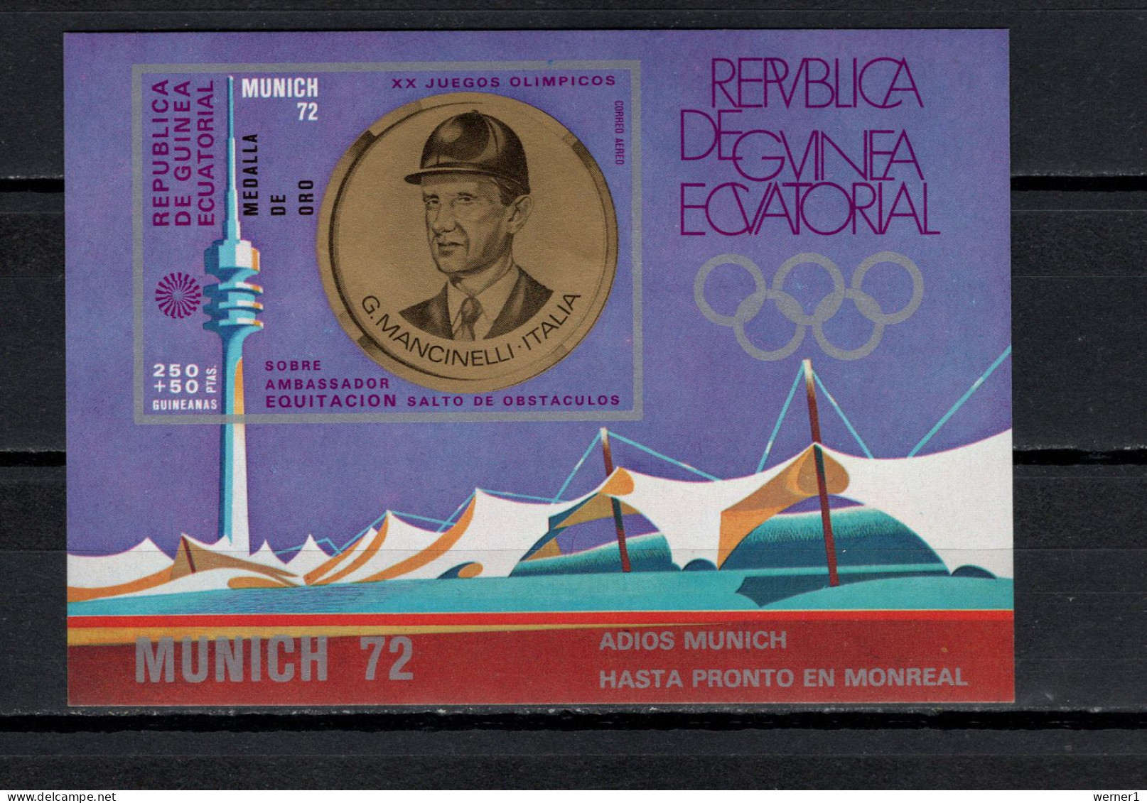 Equatorial Guinea 1972 Olympic Games Munich,  Equestrian Mancinelli S/s Imperf. MNH - Ete 1972: Munich