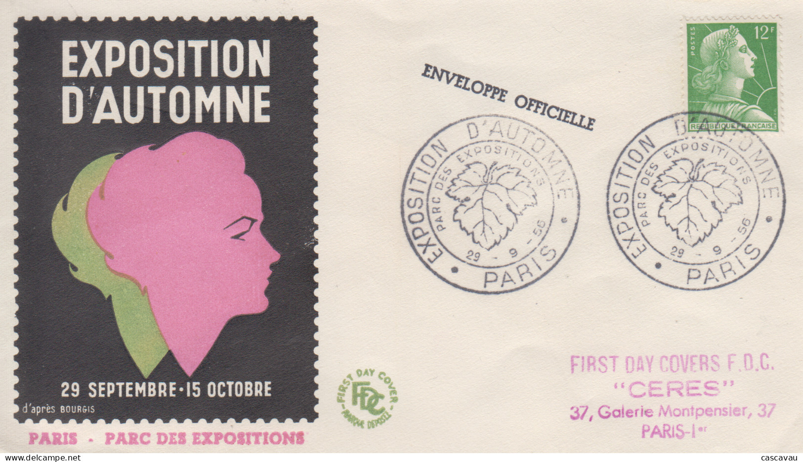 Enveloppe  FDC    FRANCE    Exposition  D' Automne    PARIS   1956 - 1950-1959