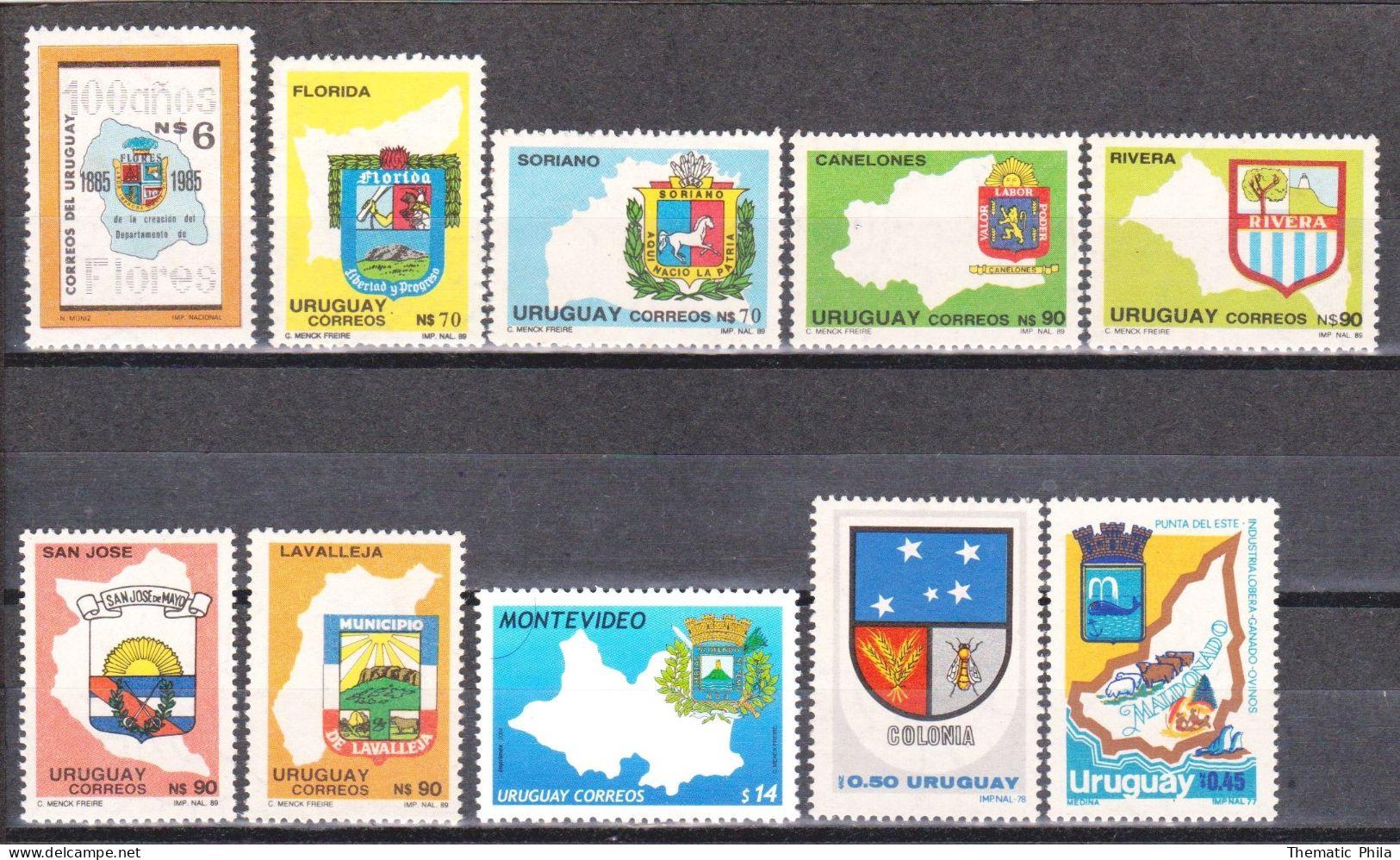 URUGUAY New- The 19 Departments Complete That Make Up Uruguay Maps Coat Of Arms Productions Cattle Horse - Blason Cartes - Uruguay