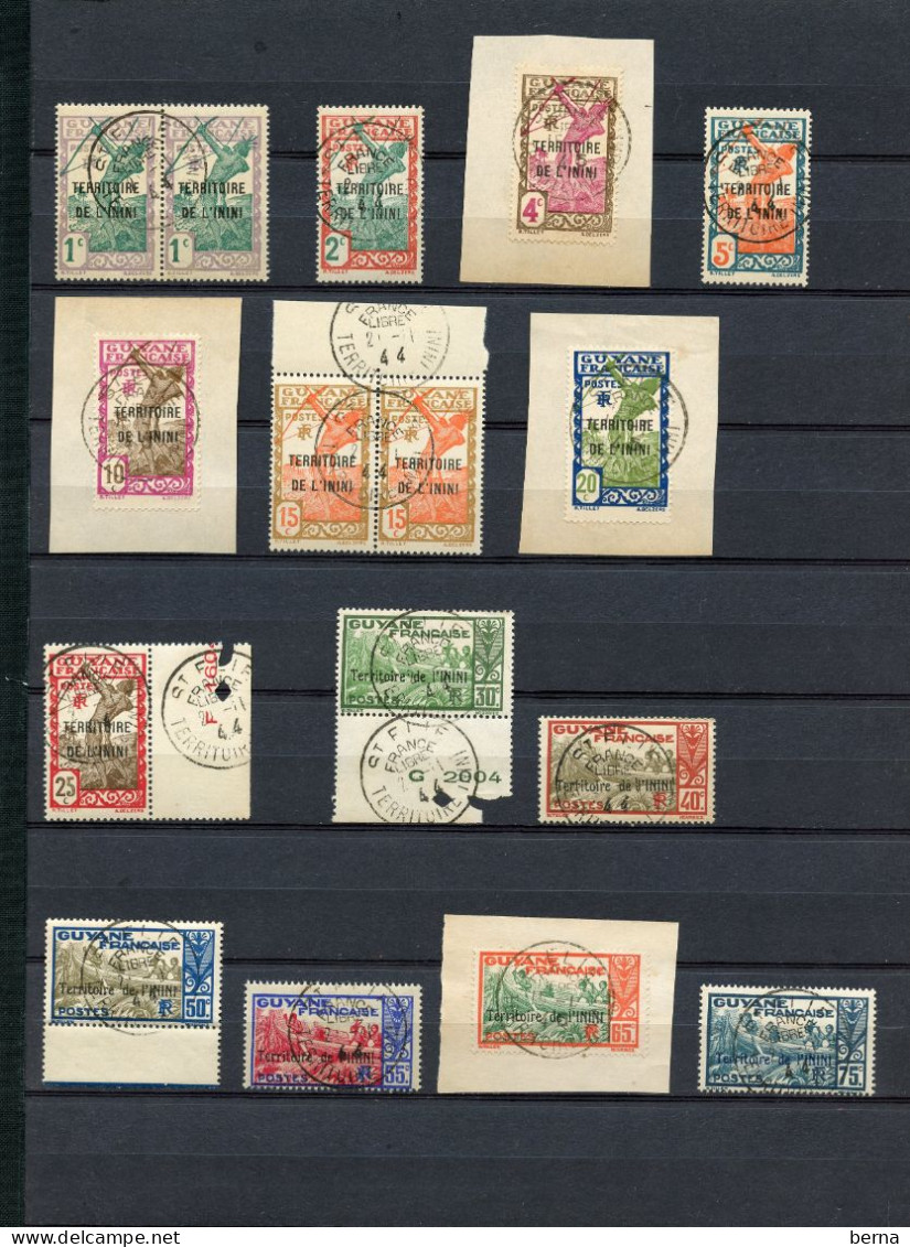 ININI 1/28 SAUF 10 ET 18 OBL ST ELIE FRANCE LIBRE TRES RARE - Used Stamps