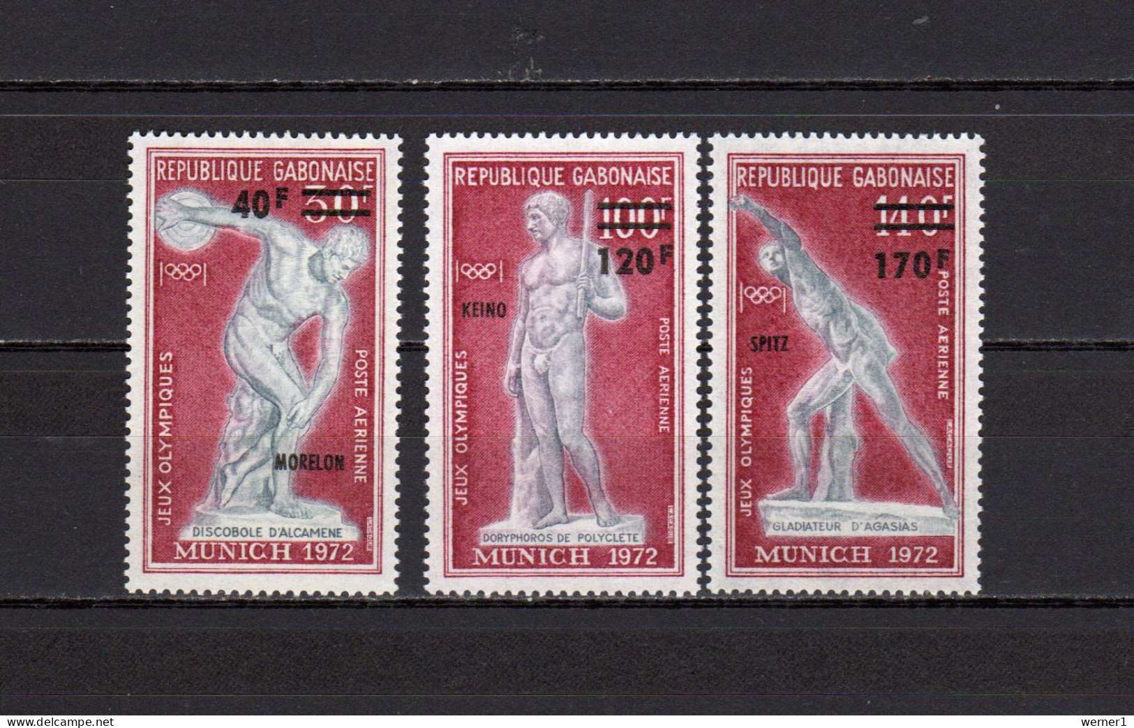 Gabon 1972 Olympic Games Munich Set Of 3 With Winners Overprint MNH - Ete 1972: Munich