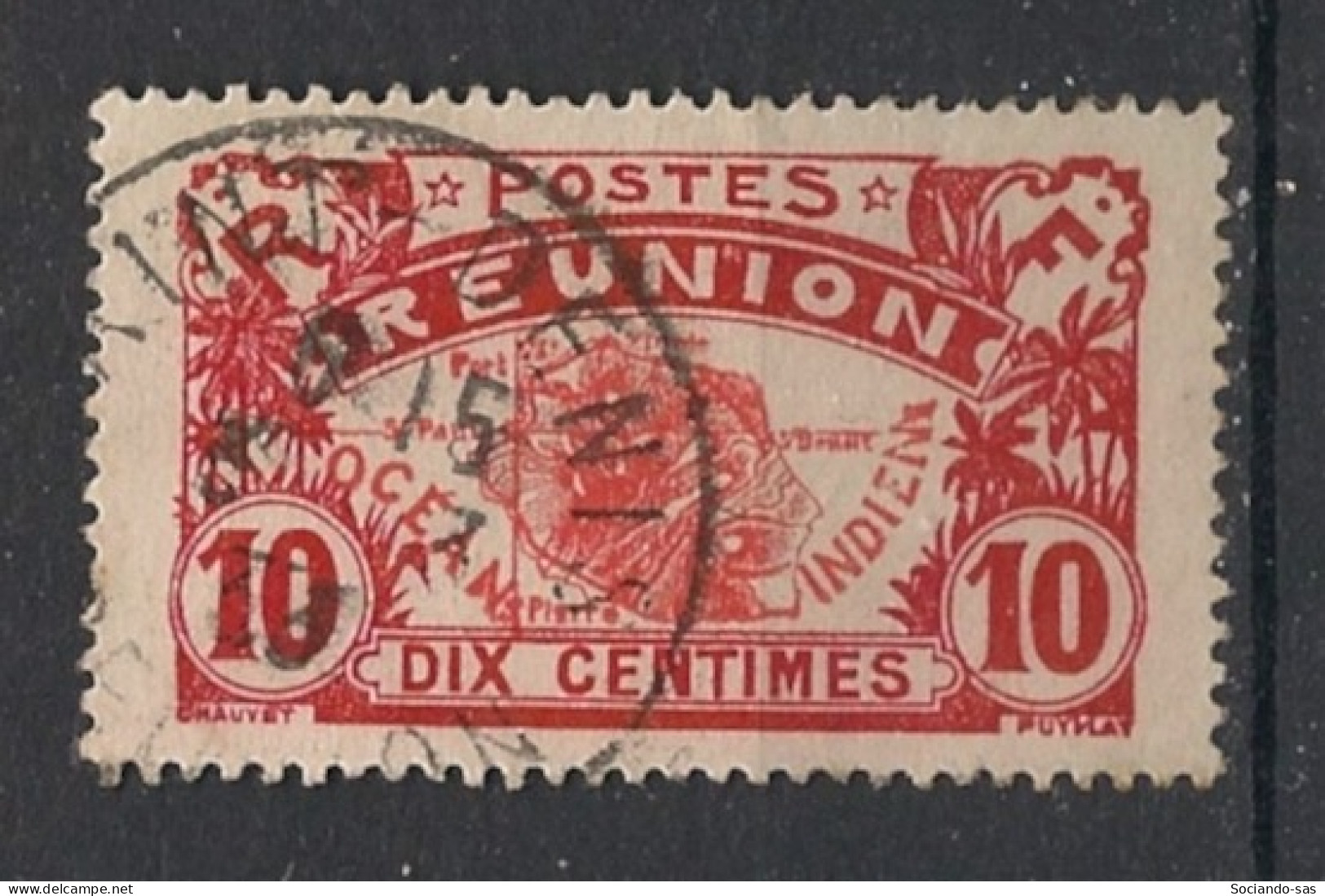 REUNION - 1922-26 - N°YT. 86 - Carte De L'ile 10c Rouge-brique - Oblitéré / Used - Used Stamps