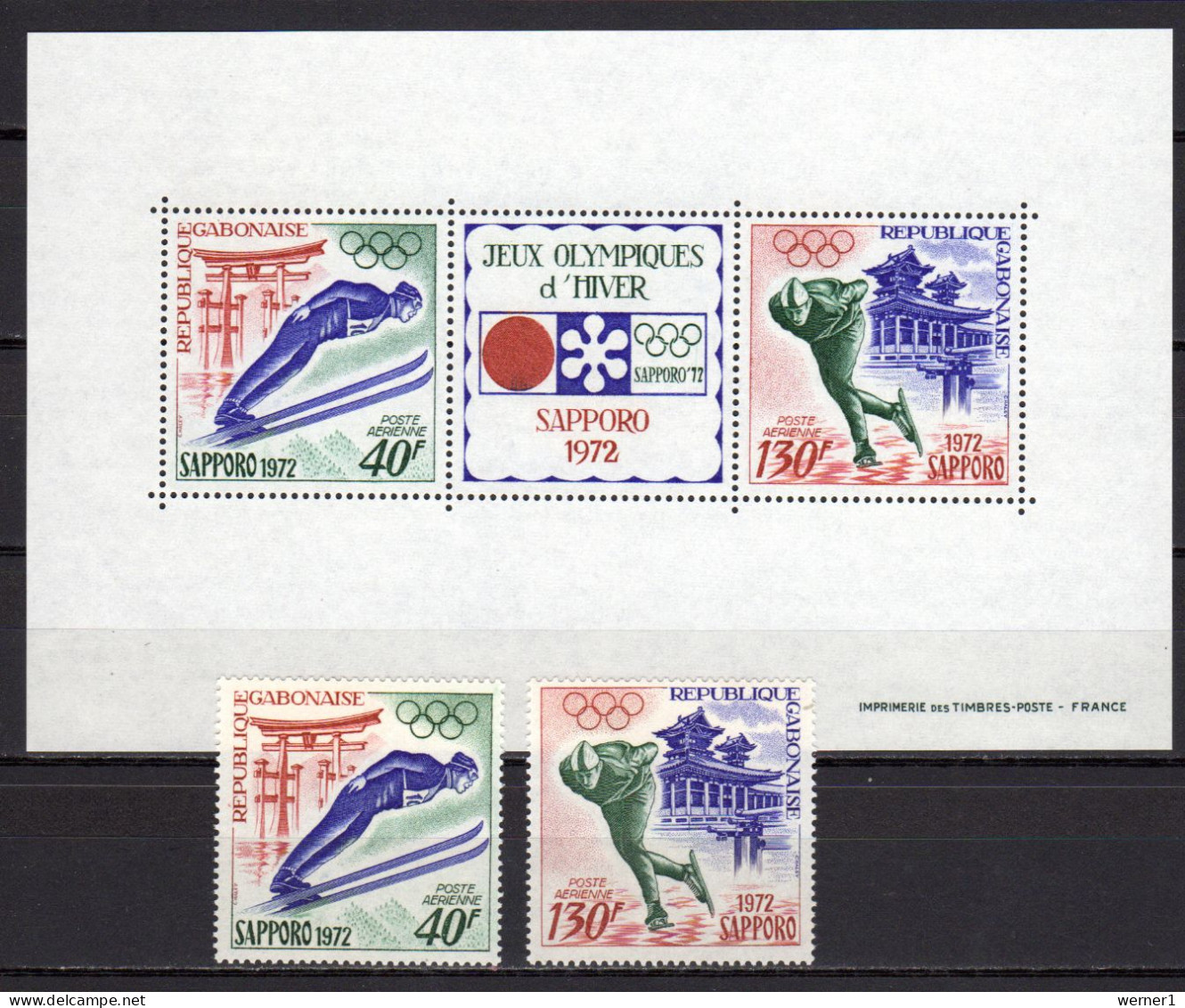 Gabon 1972 Olympic Games Sapporo Set Of 2 + S/s MNH - Inverno1972: Sapporo