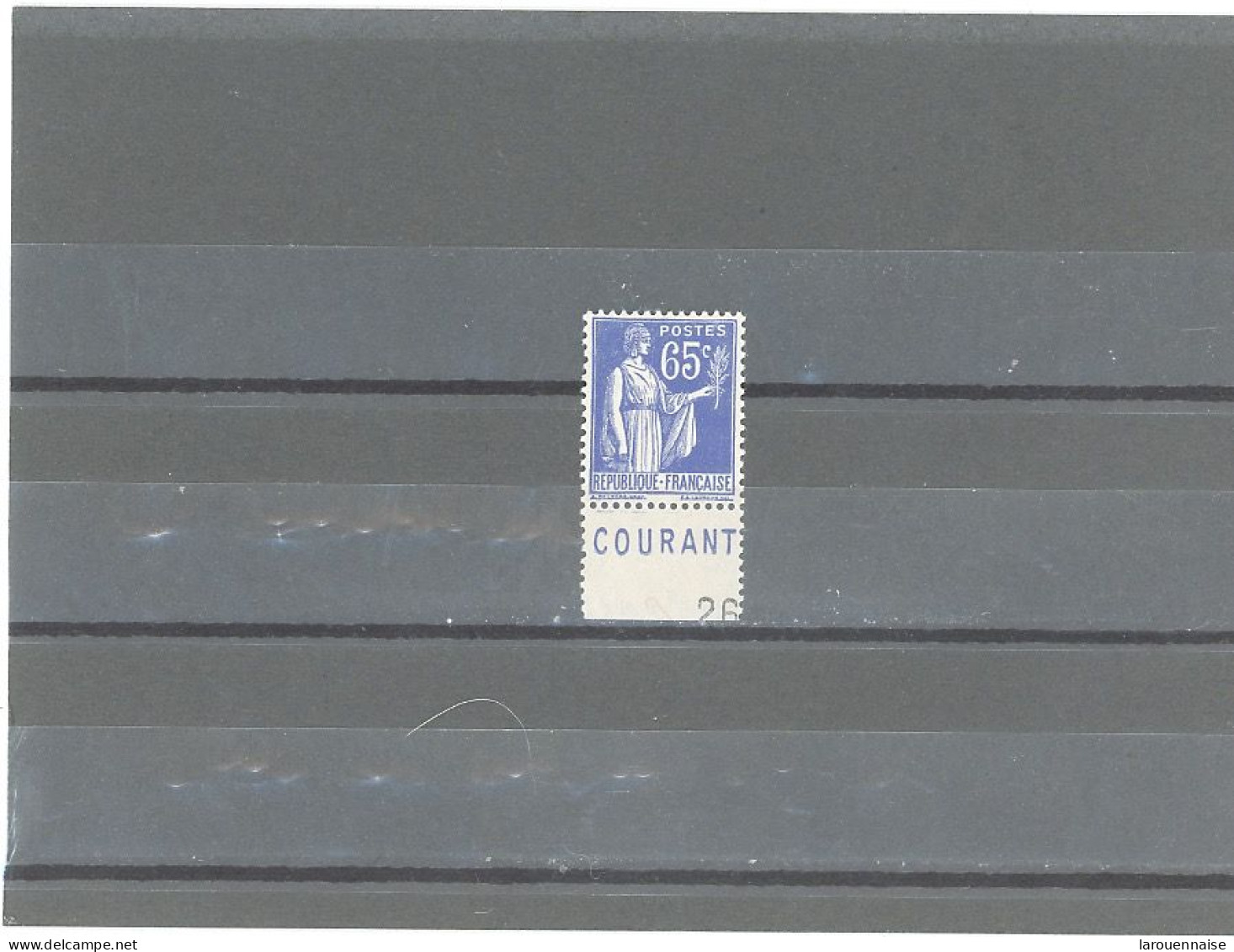 BANDE PUB -N°365  -PAIX 65c BLEU  N** - TYPE III -PUB C C P  (MAURY 244) - Unused Stamps