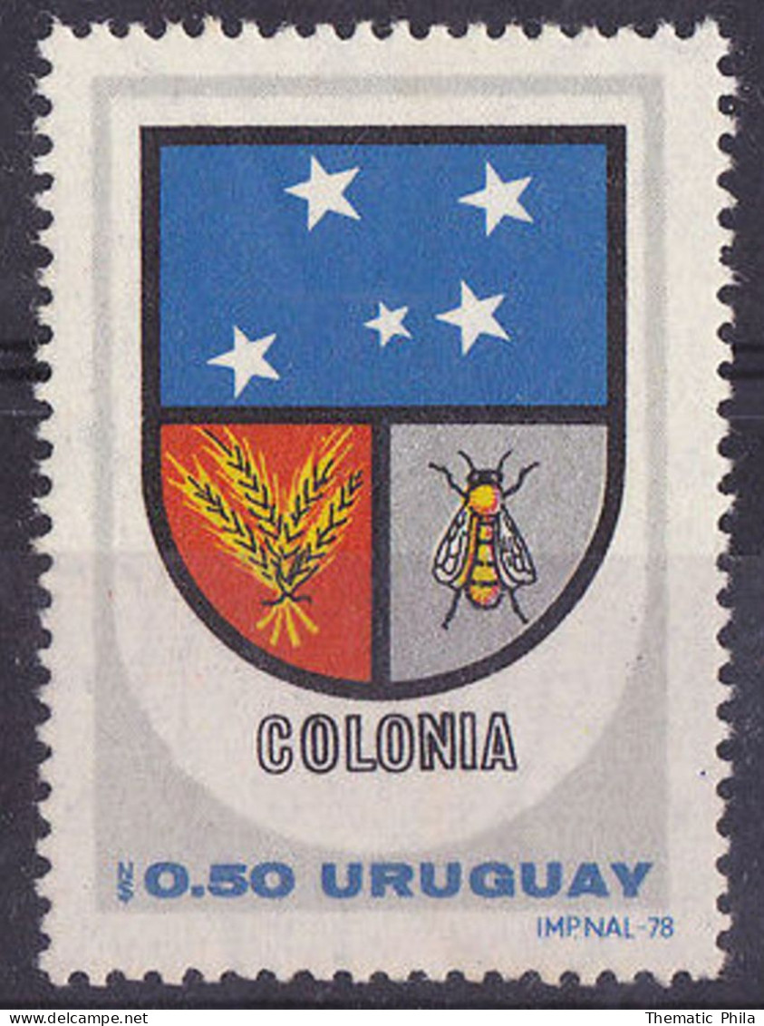 1980 URUGUAY  MNH Colonia Coat Arms Blason Bee Bees Abejas Insects Abeille Map Yvert 1050 - Uruguay