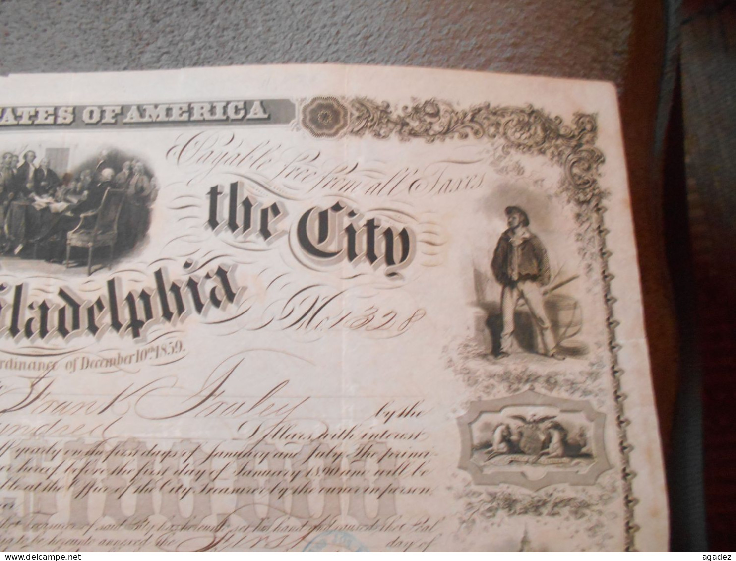 Certificate Loan Of The City Of Philadelphia 1871 - Industrie