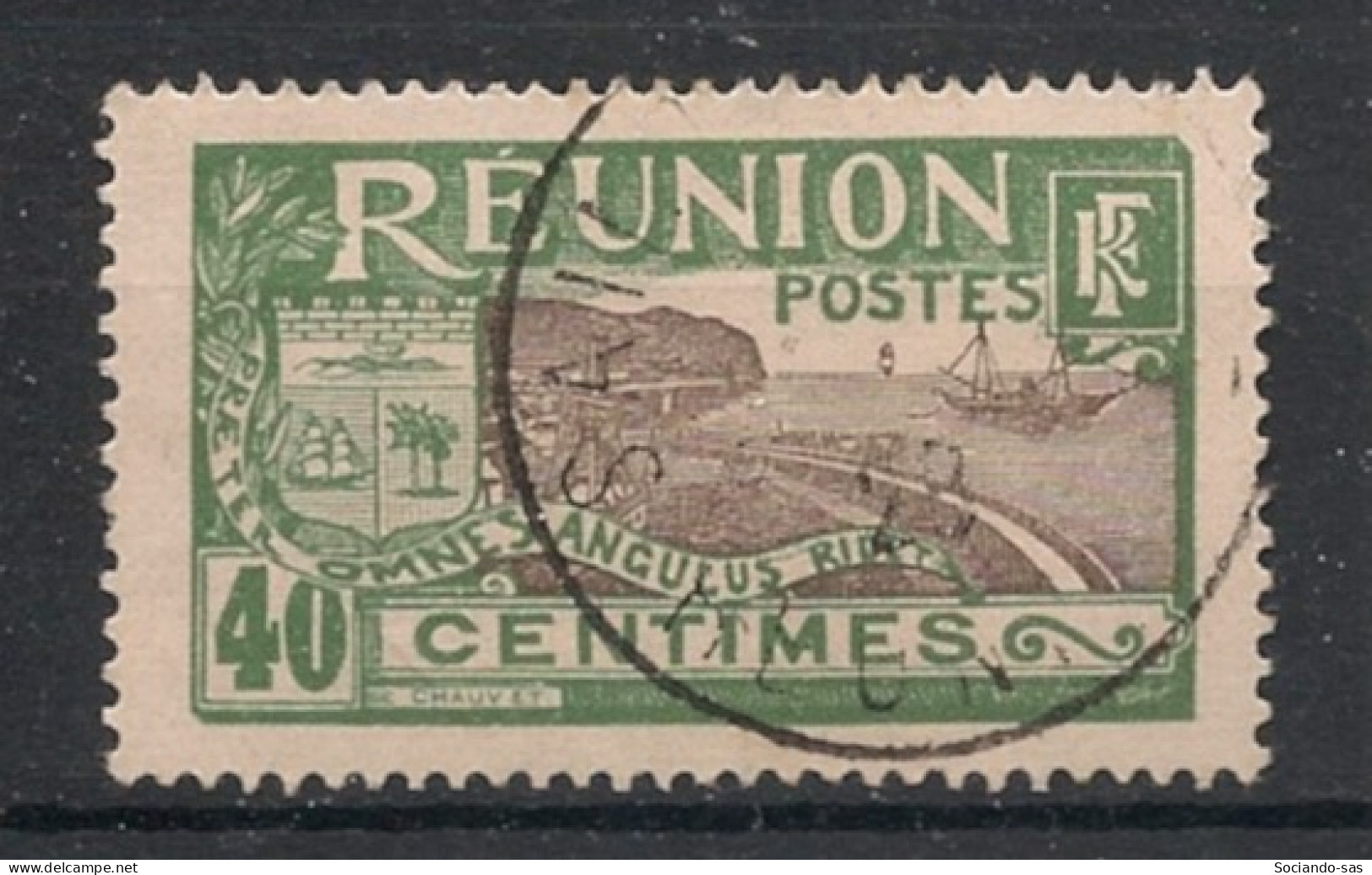 REUNION - 1922-26 - N°YT. 91 - Rade De Saint-Denis 40c Olive - Oblitéré / Used - Oblitérés